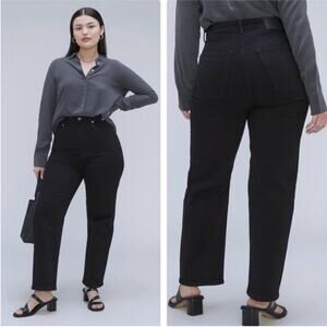 Everlane Black Curvy Way High Rise Straight Leg Jeans Women Size 23 Long